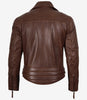 Veste en cuir asymétrique style motard cognac pour homme