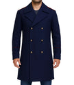 Manteau croisé en laine bleu marine pour homme