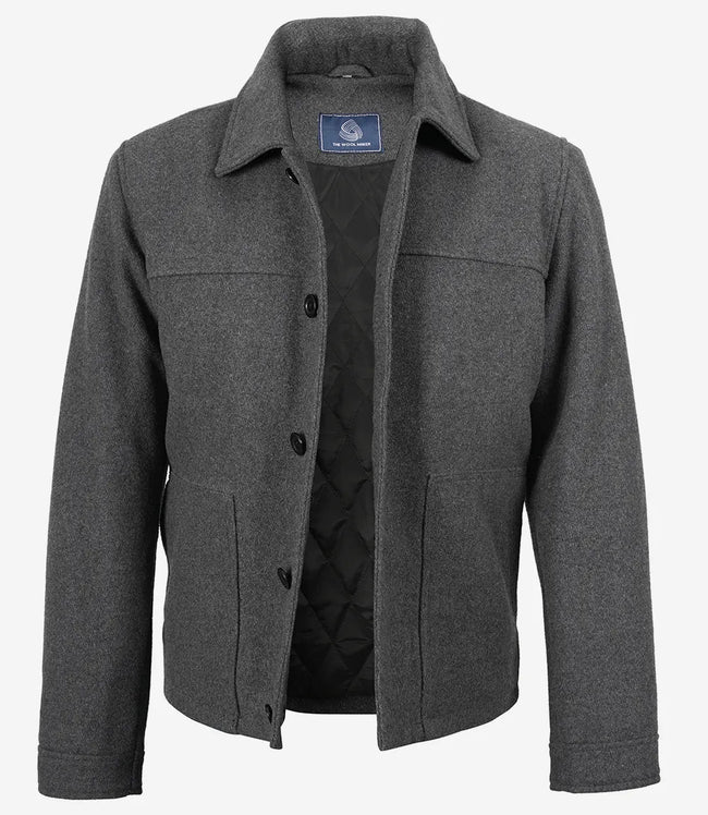 Veste boutonnée en laine grise pour homme – Kevin