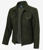 Veste utilitaire en laine vert olive pour homme – Fermeture zippée