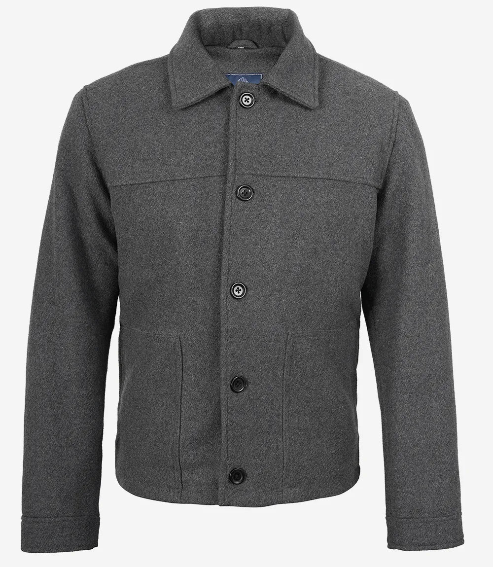 Veste boutonnée en laine grise pour homme – Kevin