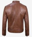Veste motard en cuir cognac pour homme