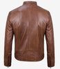 Veste motard en cuir cognac pour homme