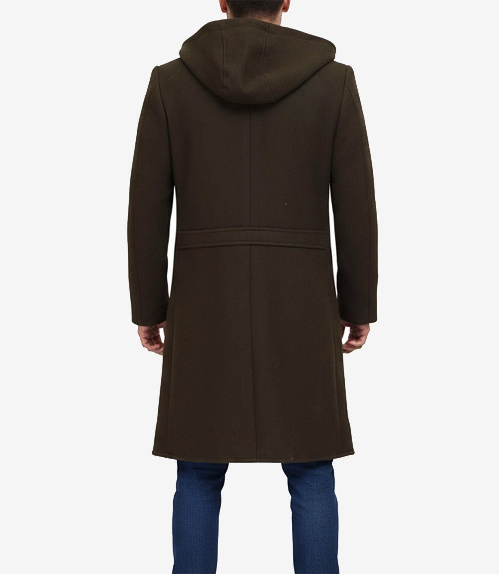 Manteau à capuche en laine vert olive Delbert pour homme