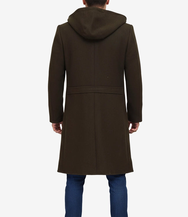 Manteau à capuche en laine vert olive Delbert pour homme