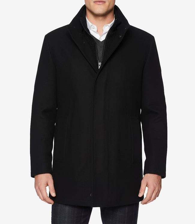 Manteau Rafferty en laine noire pour homme – Coupe moderne