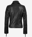 Veste de motard asymétrique en cuir noir pour femme Ramsey