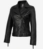 Veste de motard asymétrique en cuir noir pour femme Ramsey