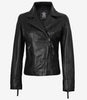 Veste de motard asymétrique en cuir noir pour femme Ramsey