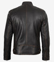 Veste en cuir marron vieilli style motard pour homme