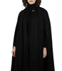 Cape manteau longue en laine noire pour femme – Marrie