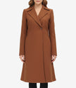 Manteau camel croisé Denise pour femme – Laine de qualité supérieure