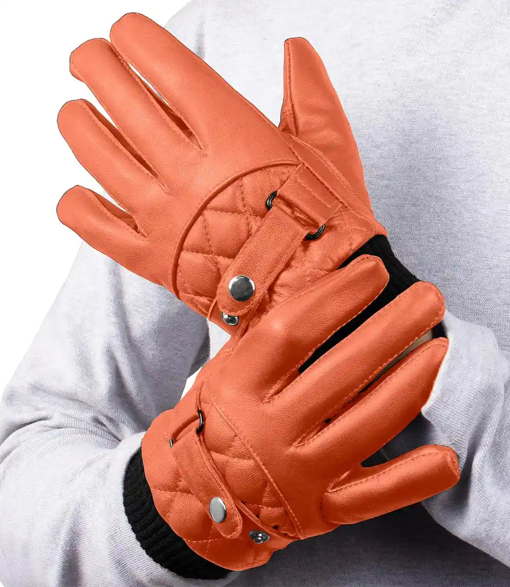 Mens Tan Brown Quilted Leather Gloves