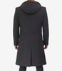 Manteau long et chaud en laine grise à capuche pour homme | Manteau d'hiver chaud