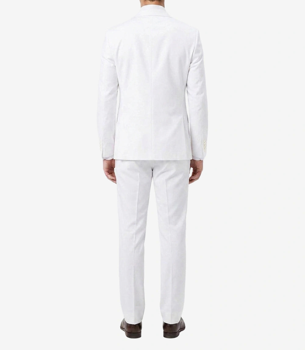 Men's White 3-Piece Single-Breasted Suit —  Notch Lapel