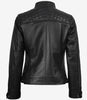 Veste en cuir matelassée noire style motard pour femme