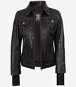 Blouson aviateur en cuir marron vieilli pour femme avec capuche amovible