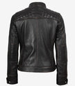 Veste style motard matelassée en cuir d'agneau véritable marron vieilli pour femme