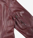Veste motard bordeaux en cuir d'agneau véritable pour femme