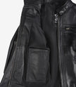 Veste en cuir matelassée noire style motard pour femme