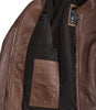 Veste de motard cirée en cuir véritable pour femme, couleur cognac