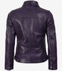 Veste en cuir violet à col chemise pour femme