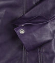 Blazer en cuir violet à trois boutons pour femme