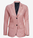 Womens Two Button Pink Leather Blazer