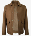 Veste utilitaire en laine marron pour femme