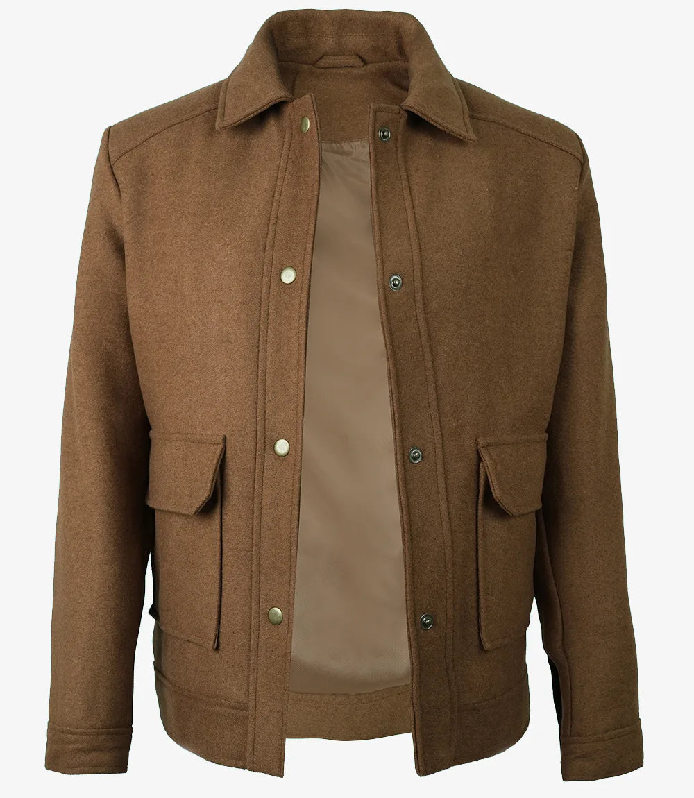 Veste utilitaire en laine marron pour femme