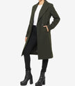 Manteau croisé en laine vert olive pour femme