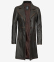 Manteau en cuir marron vieilli trois-quarts pour femme
