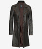 Manteau en cuir marron vieilli trois-quarts pour femme