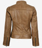 Veste en cuir style motard marron camel Amy pour femme