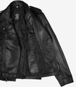 Veste en cuir asymétrique noire pour homme – Style moto