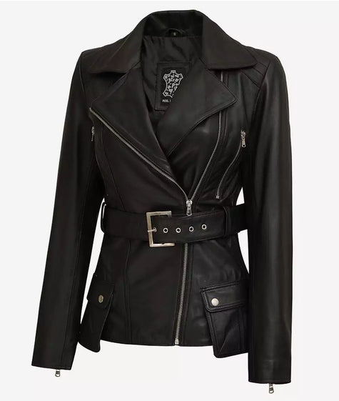 Womens Leather Black Biker Jacket