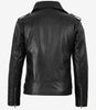 Veste en cuir asymétrique noire pour homme – Style moto