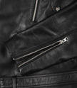 Veste en cuir asymétrique noire pour homme – Style moto