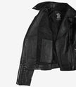 Veste en cuir noir de style motard pour femme