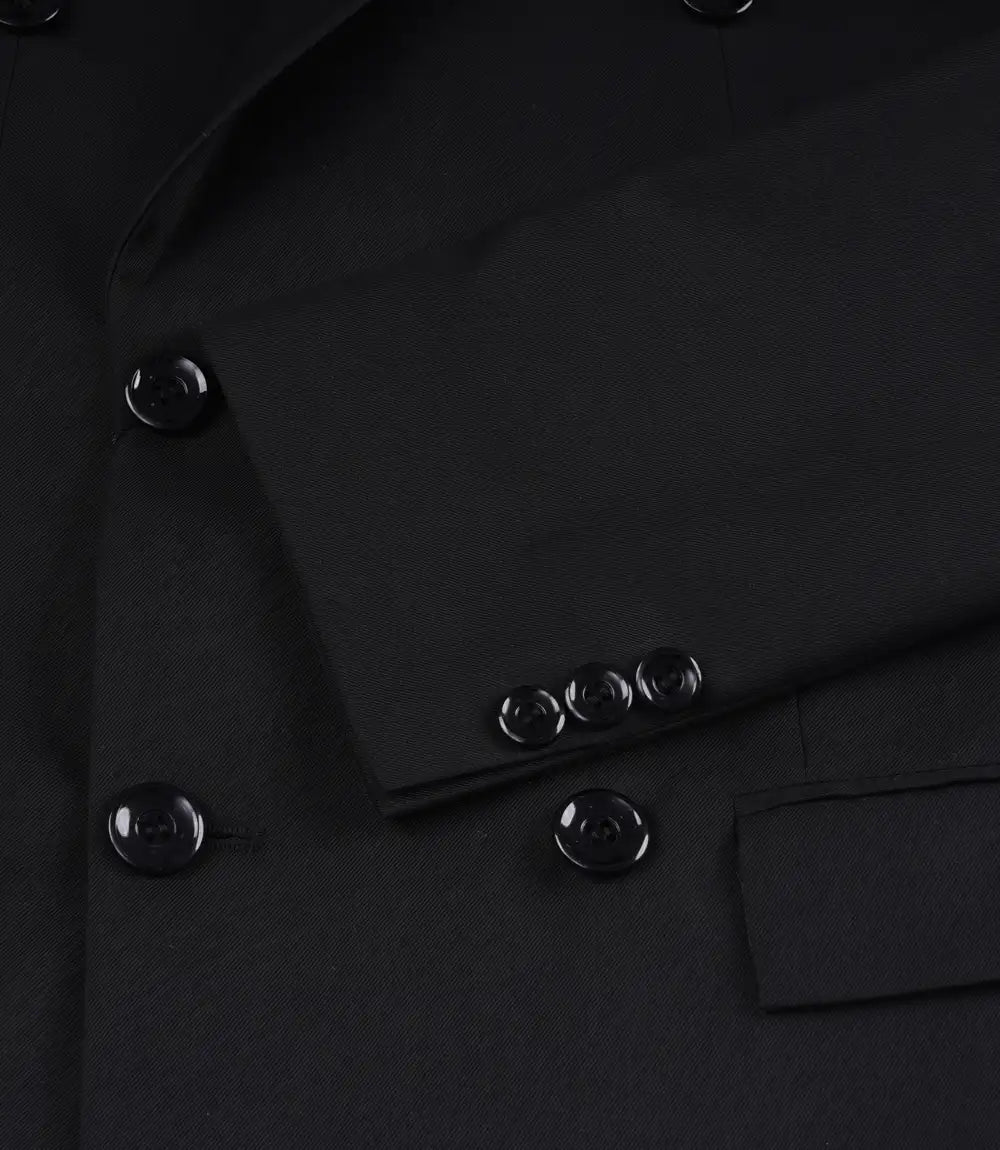 Men's Black Double-Breasted Peak Lapel Two Piece Suit