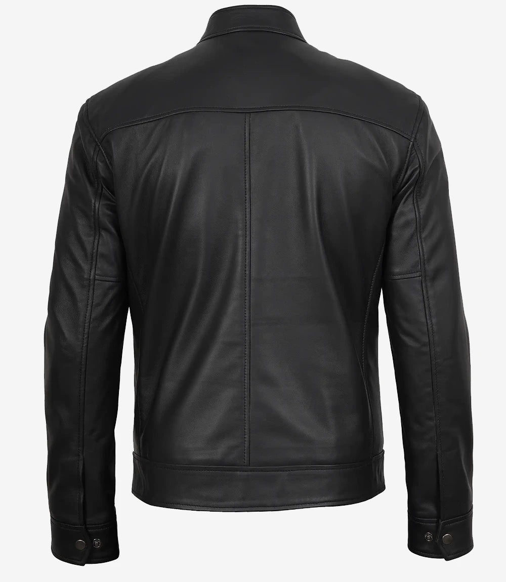 Veste en cuir noir Bickford pour homme – Cuir d'agneau véritable
