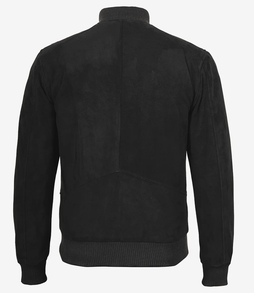 Blouson aviateur en daim noir de qualité supérieure pour homme