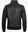 Blouson aviateur en cuir de vache noir pour homme