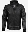Blouson aviateur en cuir de vache noir pour homme