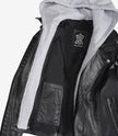 Women's Biker Style Black Leather Jacket with Hood