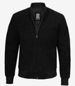 Blouson aviateur en daim noir de qualité supérieure pour homme