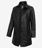 Manteau Bristol en cuir noir pour femme - Longueur 3/4