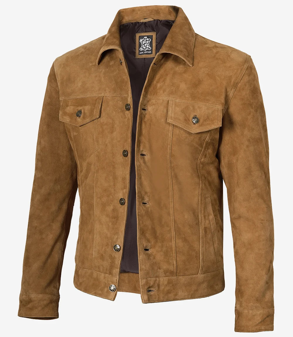 Light Brown Suede Leather Jacket Mens