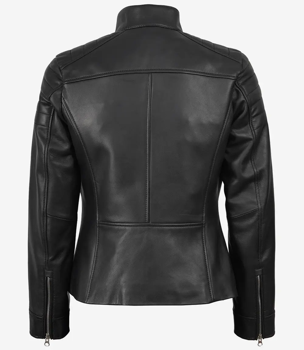 Veste en cuir noir Carrie pour femme