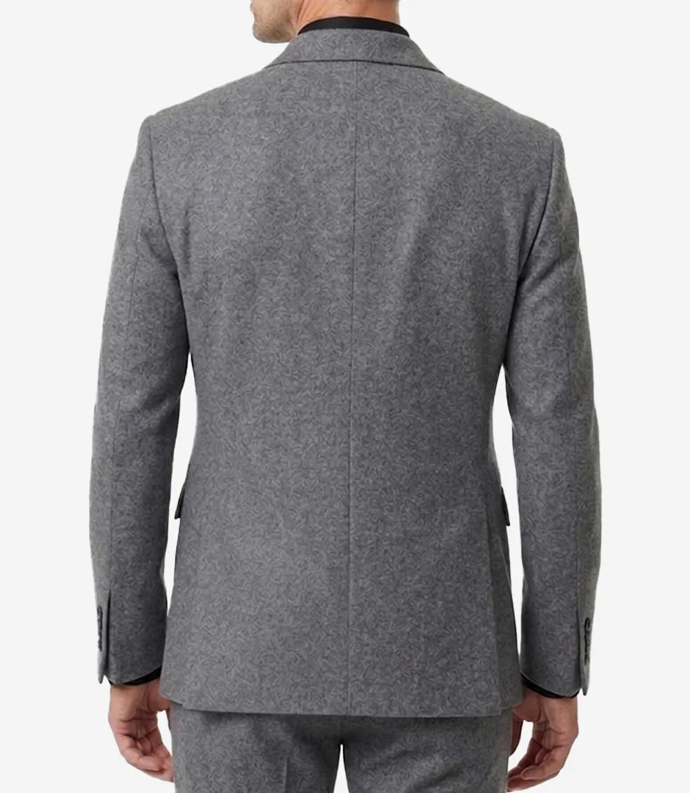 Men's Double-Breasted Charcoal Grey Wool Blend 2 Piece Suit